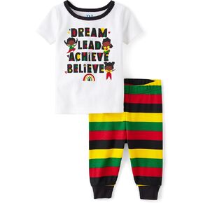 The Children's Place Baby Girl's and Toddler Snug Fit 100 ٪ Cotton Short Sleeve Top and Pants 2 قطعة Pajama