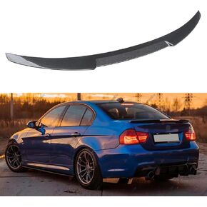 Rear Spoiler Compatible with 2006-2011 BMW E90 3 Series & 2008-2012 E90 M3 Sedan, High Kick MV Style, Exterior Duckbill Spoiler Trunk Tail Deck Lid Wing Lip (Carbon Fiber Pattern)