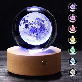 Moon Crystal Ball Stand(3.15inch), 3D Crystal Ball with Led Light, K9 Clear Crystal Ball for Home Decoration in Saudi Arabia