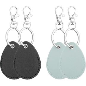 Leather Key Fob Holder, 4 Pcs PU Leather Keychain Key Holder for Keychain General Keys Fob, for Keys ID Keys Cards