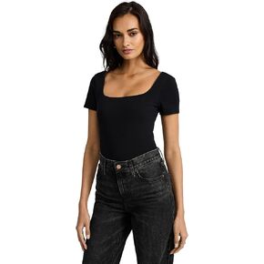 EXPRESS Body Contour Cotton Short Sleeve Square Neck Bodysuit in Kuwait