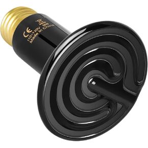 Simple Deluxe 50W 1-Pack Mini Ceramic Heat Emitter Reptile Heat Lamp Bulb No Light Emitting Brooder Coop Heater for Amphibian Pet & Incubating Chicken, Black in Saudi Arabia