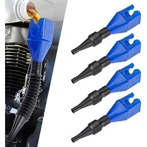 5 PCS Flexible Draining Tool Snap Funnel, Collapsible Retractable Hose Square Bayonet Hands-Free Design Filling Pouring Funnel, Universal for Most Cars and Motorcycles (Multicolored)