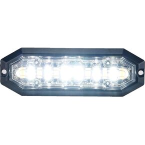 UT01 Surface Mount Warning Emergency Strobe Grille Light Head [SAE class 1] [Dual Color] [IP68] for Police and Tow Truck Construction Vehicle A/B/R/W (Amber/White, 6 + 6 LED)