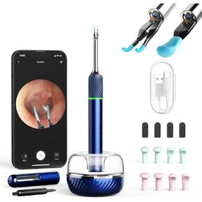 Ear Wax Removal Tool Camera: Ear Camera Otoscope, Bebird Note5 Pro Ear Cleaner Tweezers, 10 Megapixels Earscope Camera, Earwax Removal Kit, 12 Ear Spoon, Hygiene Storage Base, Wax Cleaning Kit (Blue)