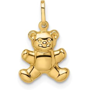 14K Yellow Gold Puffed Teddy Bear Pendant (L- 0.69 Inch, W- 0.4 Inch)