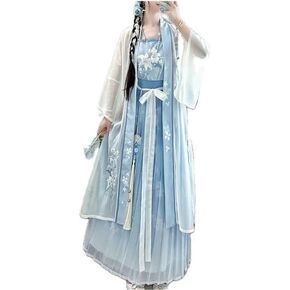 حجم كبير بحجم 8xl صينية هانفو النساء التقليدية لزيارة سونغ سوند سلالة الصيف الأزرق هانفو 3pcs بدلة