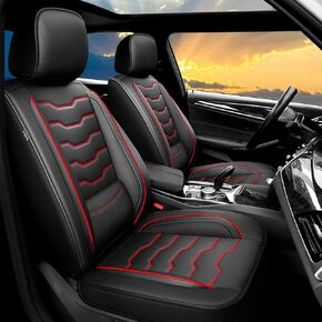 Fit Frontier Car Seat Covers Premium Leather for Nissan Frontier 2009-2024 2025. Waterproof， Breathable, Scratch-Resistant & All-Weather Seat Cushion Protector（Full Set,Orange&Black