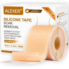 Silicone Scar Sheets, Silicone Scar Tape,(1.6"x 60" Roll-1.5M) Scar Tape For Surgical Scars, Silicone Tape For Scars, C-section, Tummy Tuck, Keloid Scars, Acne Scar Treatment, Face Tape, Burn