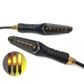 2Pcs Universal Motorcycle turn signals 6 LEDs light for Kawasaki Honda Suzuki BMW KTM Yamaha Moped Scooter Dirt Bike MSX X-ADV R125 FZ1 Water Flowing Indicator Arrow Blinker Lights (2Pcs)