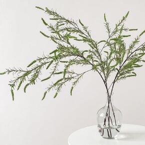 3PCS Artificial Plants Faux Greenery Branches for Vase, Long Steams for Tall Vase 49.2 Inch Rosemary, Fake Plants Spring Stems for Wedding Garden Office Home Décor (Green)