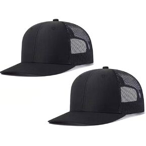 2-Pack Breathable Mesh Snapback Trucker Hats, Adjustable Baseball Caps for Men Women, Cotton-Poly Twill Outdoor