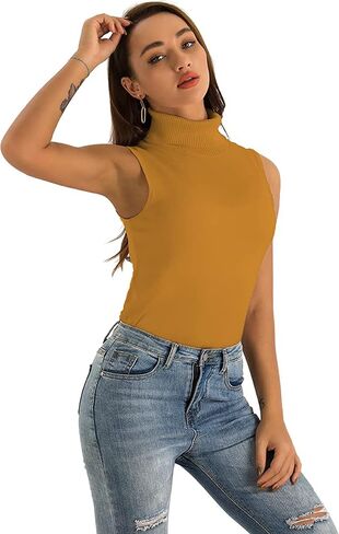 Spicy Sandia Women Stretchable Turtleneck Knit Sleeveless Slim Fit Sweater in Saudi Arabia