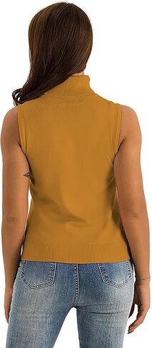Spicy Sandia Women Stretchable Turtleneck Knit Sleeveless Slim Fit Sweater in Saudi Arabia