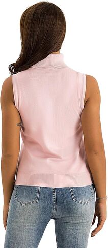 Spicy Sandia Women Stretchable Turtleneck Knit Sleeveless Slim Fit Sweater in Saudi Arabia