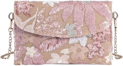 Molodo Sequin Clutch for Women Shiny Straw Purses Handbag Crossbody Bag for Beach Summer Travel 2025 in Saudi Arabia
