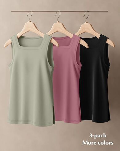 Huukaey 3 Pack Summer Women's Tank Tops Cotton Sirless Sert in Saudi Arabia