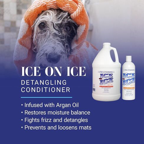 Chris Christensen Ice on Ice Detangling Dog Conditioner, Groom Like a Professional, Dematts, Moisturizes, Creates Long Lasting Silkiness, All Coat Types, Made in USA, 1gal in Saudi Arabia