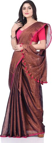 Women's Bengal MayurKonthi Color Changer Tissue Pure Handloom Cotton Saree With Blouse Piece Free Size in Kuwait