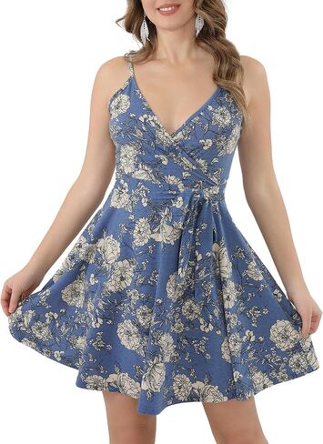 Women's Sexy Summer Mini Sun Dress Casual Cute Spaghetti Strap Short Fit Flare Sundress in Kuwait