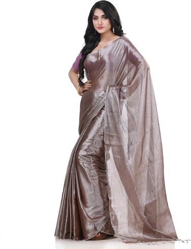 Women's Bengal MayurKonthi Color Changer Tissue Pure Handloom Cotton Saree With Blouse Piece Free Size in Kuwait