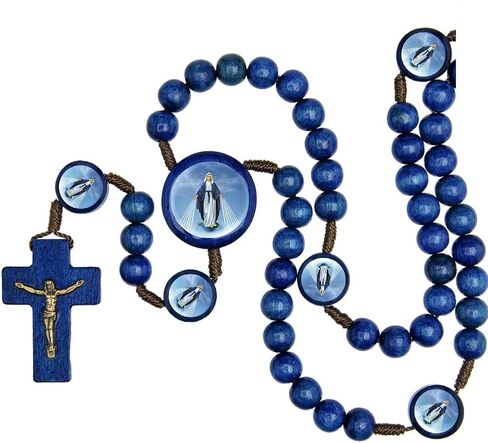 Intercession Our Father Rosary with Colored Wood Beads (Blue - Our Lady of Grace) in Saudi Arabia