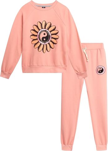 مجموعة Sweatsuit 'Girls Volcom - 2 قطعة فرنسية Terry Pullover Crewneck Sweatshirt و Gogger Sweatpants for Girls (7-12) in Kuwait