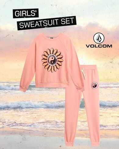مجموعة Sweatsuit 'Girls Volcom - 2 قطعة فرنسية Terry Pullover Crewneck Sweatshirt و Gogger Sweatpants for Girls (7-12) in Kuwait