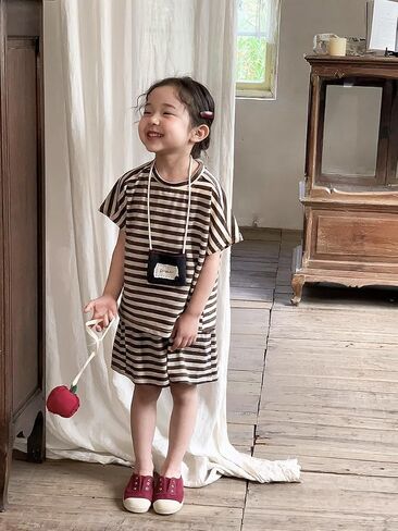 Girls 2 Piece Outfits Summer Girls Striped Batwing Sleeve Top and Short Sets 2-10Y in Saudi Arabia