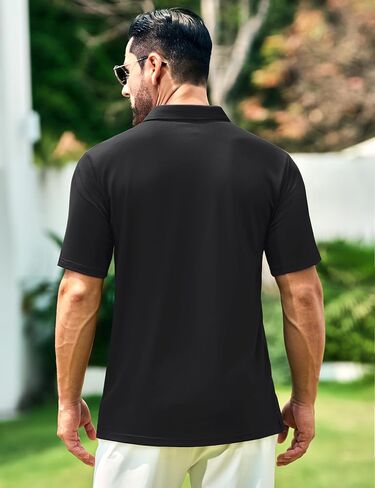 قمصان البولو للرجال Cotrasen Men Shirts Short Soft Cotton Pique Thirts 3 Buttons Classic Fit Perform in Kuwait