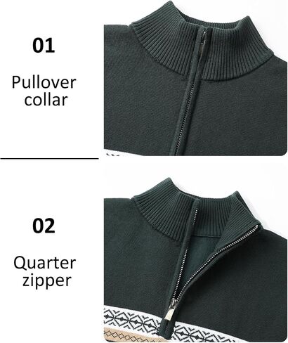 Men's Quarter-Zip Up Pullover Sweater Striped Slim Fit Sweater Casual Lightweight Warm Long Sleeve Mock Neck Sweater in Saudi Arabia