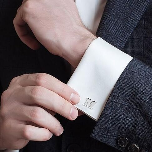 Sterling Silver A-Z Initial Cufflinks for Men, 25 Alphabet Initial Letter Wedding Cuff Links, Custom Name Cuff Link Gift, Men's Monogram Cufflinks for Wedding Business Groomsmen in Saudi Arabia