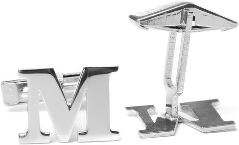 Sterling Silver A-Z Initial Cufflinks for Men, 25 Alphabet Initial Letter Wedding Cuff Links, Custom Name Cuff Link Gift, Men's Monogram Cufflinks for Wedding Business Groomsmen in Saudi Arabia