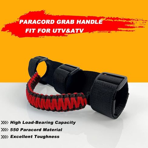 Roll Bar Grab Handles for UTV&ATV,Hand Holds fits 1.5-2"Roll Cages for Polaris/Kawasaki/Honda/Yamaha,Paracord,Black/Red in Saudi Arabia