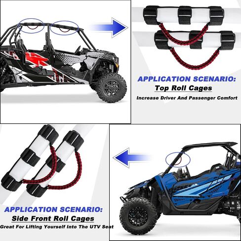 Roll Bar Grab Handles for UTV&ATV,Hand Holds fits 1.5-2"Roll Cages for Polaris/Kawasaki/Honda/Yamaha,Paracord,Black/Red in Saudi Arabia