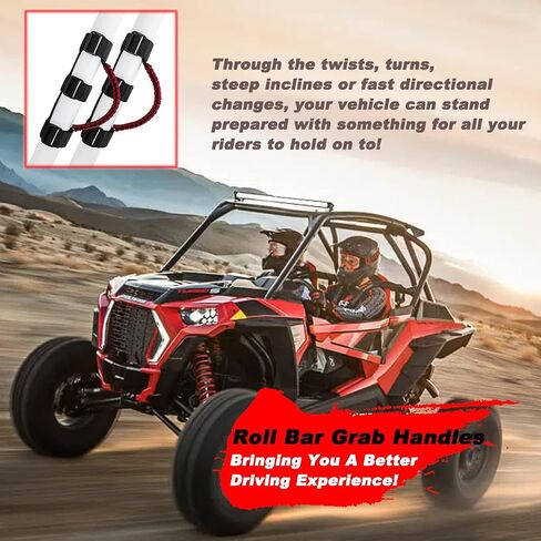 Roll Bar Grab Handles for UTV&ATV,Hand Holds fits 1.5-2"Roll Cages for Polaris/Kawasaki/Honda/Yamaha,Paracord,Black/Red in Saudi Arabia