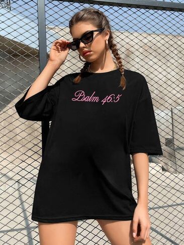 Oversized Christian Shirts for Women God is Within Her T Shirt Jesus Religious Gift Tee Bible Verse Inspirational Tops in Saudi Arabia