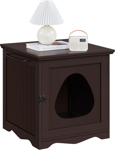 Yaheetech Cat Litter Box Furniture, Indoor Litter Box Enclosure Hidden Cat Washroom Night Stand Decorative Cat House Side Table, Indoor Pet Crate Storage Bench for Small Cat Kitten in Saudi Arabia