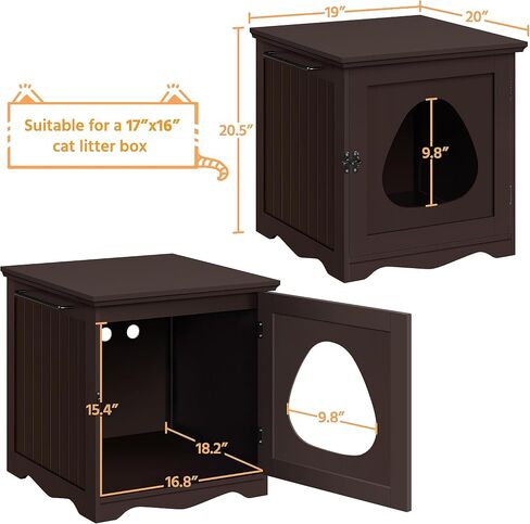 Yaheetech Cat Litter Box Furniture, Indoor Litter Box Enclosure Hidden Cat Washroom Night Stand Decorative Cat House Side Table, Indoor Pet Crate Storage Bench for Small Cat Kitten in Saudi Arabia