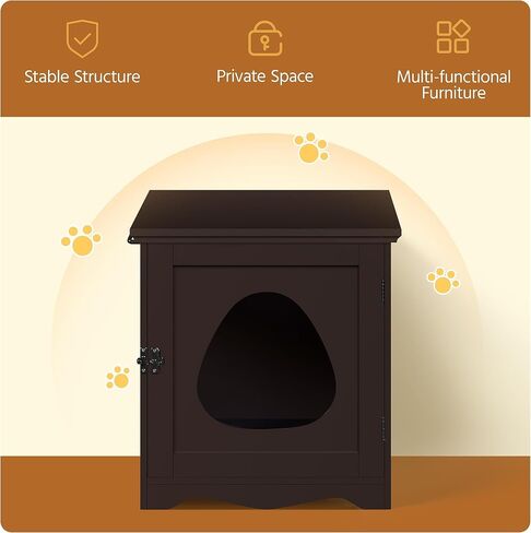 Yaheetech Cat Litter Box Furniture, Indoor Litter Box Enclosure Hidden Cat Washroom Night Stand Decorative Cat House Side Table, Indoor Pet Crate Storage Bench for Small Cat Kitten in Saudi Arabia
