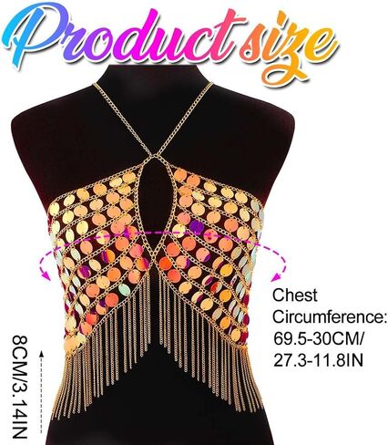 Aukmla requin Bra Bra Body Stain Top Halter Crops Tops Beach Bikini Chest Chains Jewelry Body Jewelry for Women in Saudi Arabia