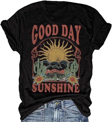 Women's Boho Floral T Shirt Summer Casual Art Nouveau Wildflowers Vintage Flowers Nature Graphic Tees Tops in Saudi Arabia