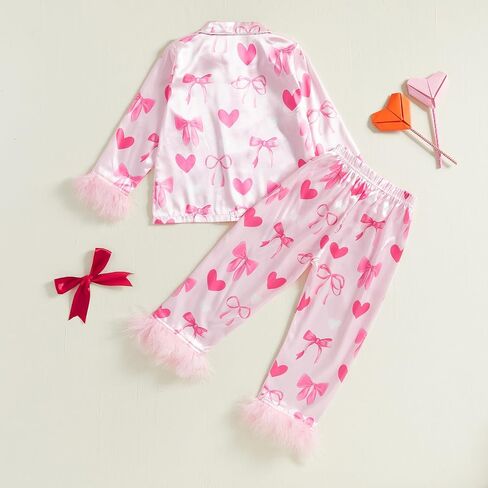Kuriozud Toddler Kids Girl Easter Satin Silk Pajamas Little Girl Long Sleeve 2 قطعة Pajama Set Summer Lightgown PJS in Saudi Arabia