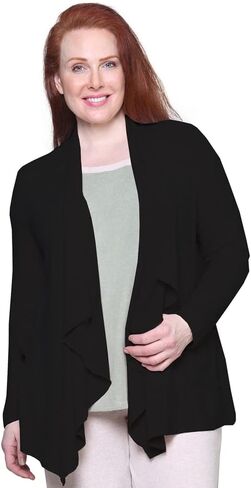 La Cera Women's Open Front Long Sleeve Sweeve Cleass Classic Sevents مريحة Cascase Cardigan in Kuwait