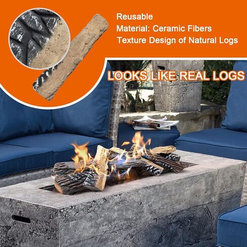 Skypatio Gas Fireplace Logs Set, 9 PCS Ceramic Wood Logs for Indoor or Outdoor Fireplace, Fire Pit Decor, Lightweight & Portable in Saudi Arabia