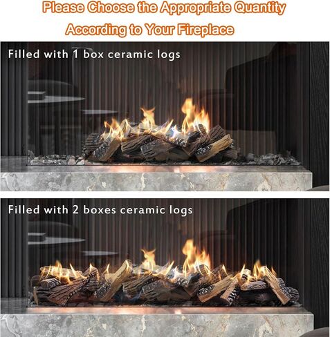 Skypatio Gas Fireplace Logs Set, 9 PCS Ceramic Wood Logs for Indoor or Outdoor Fireplace, Fire Pit Decor, Lightweight & Portable in Saudi Arabia
