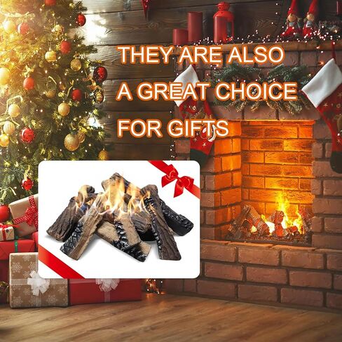 Skypatio Gas Fireplace Logs Set, 9 PCS Ceramic Wood Logs for Indoor or Outdoor Fireplace, Fire Pit Decor, Lightweight & Portable in Saudi Arabia