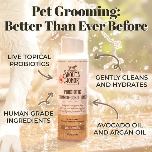 SKOUT'S HONOR: Probiotic Pet Shampoo & Conditioner - 2-in-1 with Avocado Oil - Cleans and Conditions Fur, Supports Pet’s Natural Defenses, PH-Balanced, Sulfate-Free - Lavender - 16 oz. in Saudi Arabia