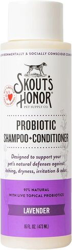 SKOUT'S HONOR: Probiotic Pet Shampoo & Conditioner - 2-in-1 with Avocado Oil - Cleans and Conditions Fur, Supports Pet’s Natural Defenses, PH-Balanced, Sulfate-Free - Lavender - 16 oz. in Saudi Arabia