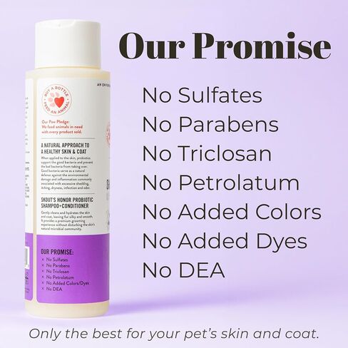SKOUT'S HONOR: Probiotic Pet Shampoo & Conditioner - 2-in-1 with Avocado Oil - Cleans and Conditions Fur, Supports Pet’s Natural Defenses, PH-Balanced, Sulfate-Free - Lavender - 16 oz. in Saudi Arabia